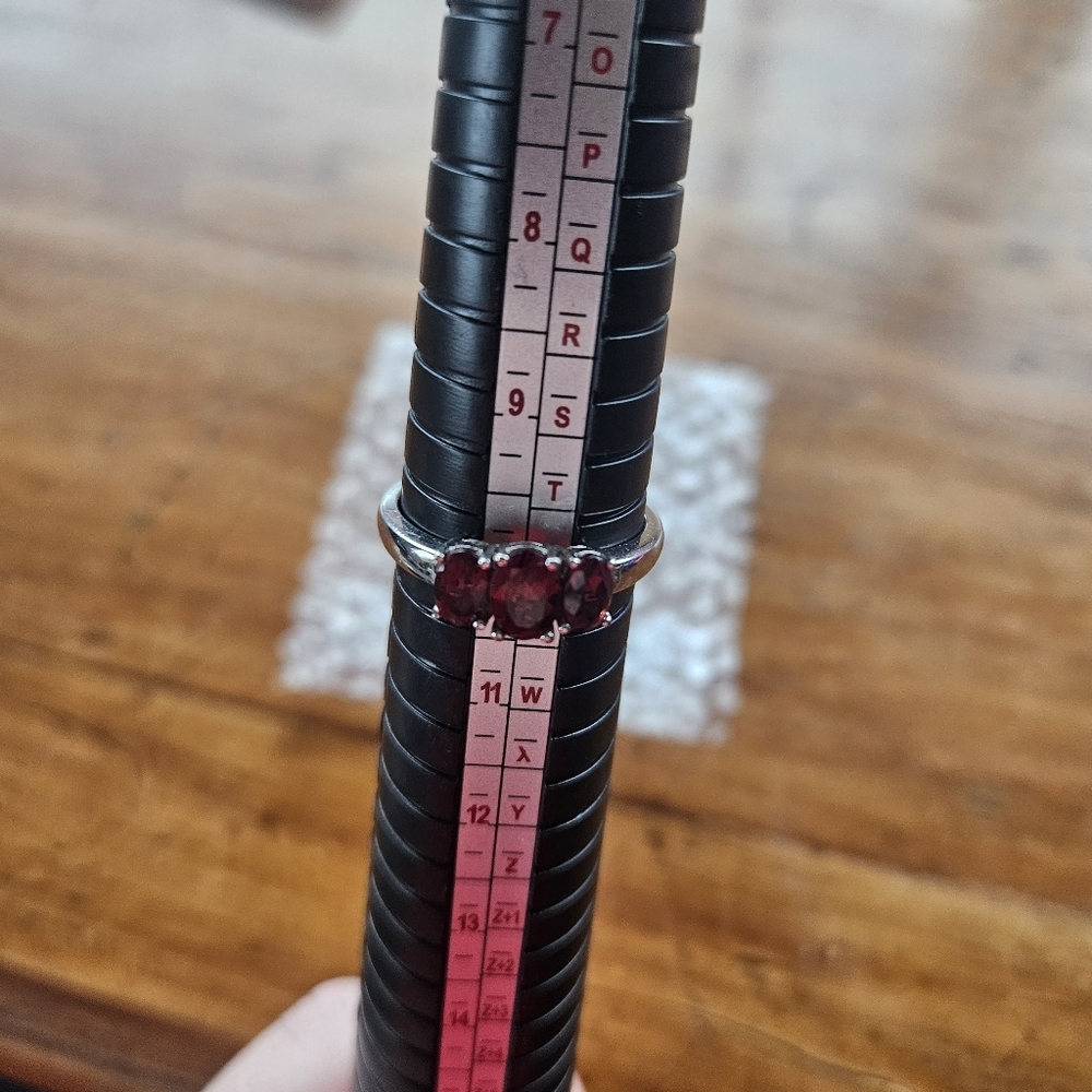 Silver Ruby Gemstone Ring Size 10 - image 6